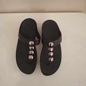 FitFlop Rola Womens Size 8 Black Casual Slides Slipper Flip Flop Thong Sandals